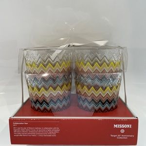 New MISSONI Target Tumblers Set Of 4 Colore Zig Zag Print Cups Chevron